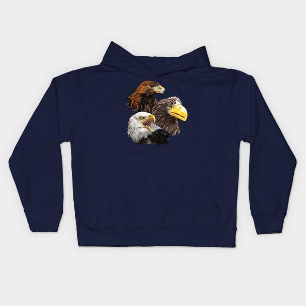 Birds of prey Kids Hoodie by obscurite